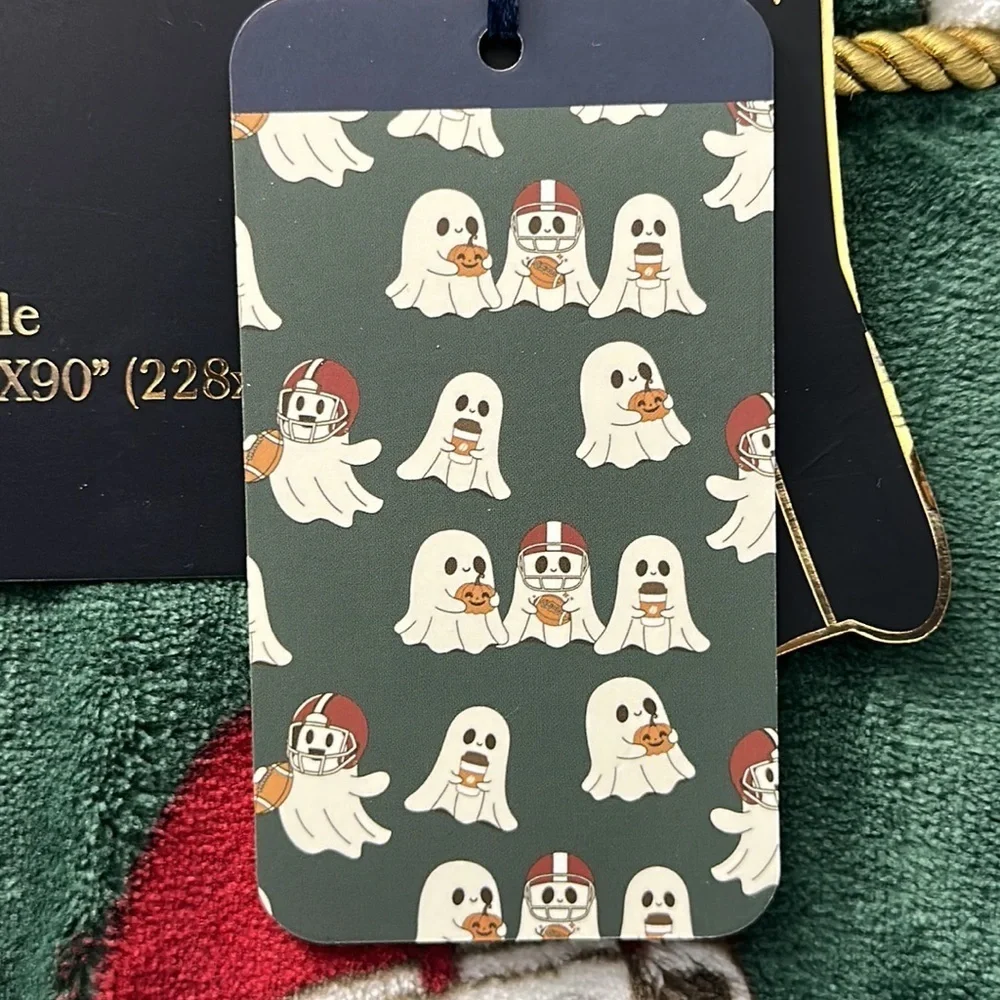 NWT Rachel Roy Football Ghosts Plush Blanket